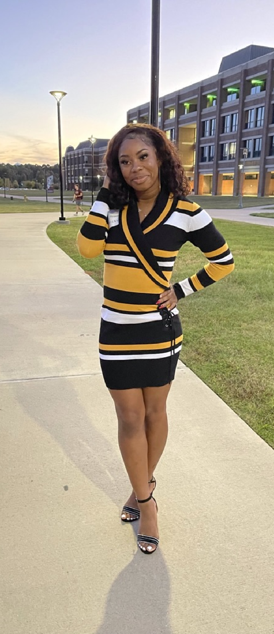 Heaven Hicks tamut student in beautiful bumblebee dress